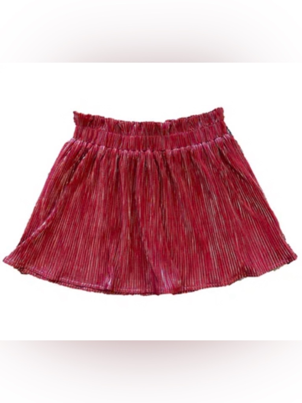 Queen of Sparkles Girls Red/Silver Ribbed Skort Medium NWOT